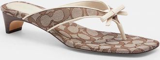 Coach Bow Thong Kitten Heel In Signature Jacquard