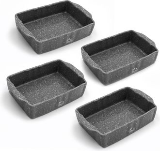 Bisetti Pierre Gourmet set of 4 small high-strength stoneware rectangular baking dishes