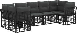 vidaXL Conjunto De Sof&aacute;s De Exterior 7 Uds. Negro Y Gris Oscuro Vidaxl