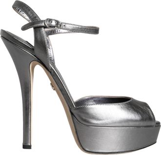 Dolce & Gabbana Metallic Silver Leather Keira Platform Sandals Womens Shoes (Pre-Owned)