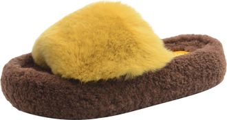 Generic Yellow Ladies Comfort Home Slippers Thick Sole Height Enhancing for Outdoor and Indoor Use During Chilly Days Ideal for Walking and Standing with Cush