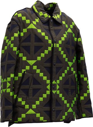 Valentino Garavani Womens Green Geometric Button-Up Jacket Clothing