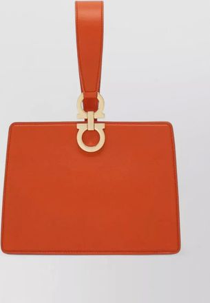 Ferragamo clutch bag gold tone hardware handle