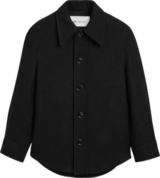 Ami Wool Button-Down Jacket - Heren - Mantel - Zwart - M - Katoen - Jassen