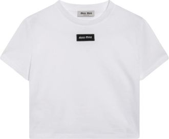 Miu Miu Jersey T-shirt - Dames - Tops - Wit - Maat: XS Jersey