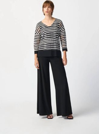 Joseph Ribkoff Laser Cut Top In Black/white