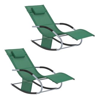 SoBuy 2x muebles de jardin mecedora silla tumbona de exterior reclinable