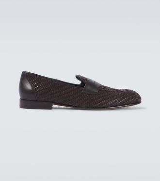 Brioni Appia leather and suede penny loafers