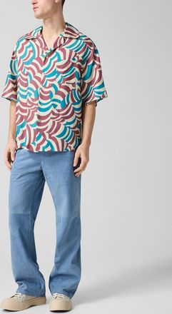 Marni Mens Openwork blue suede pant