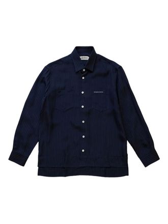 Namacheko Guardia pinstripe long-sleeve shirt - men - Cotton - L - Blue