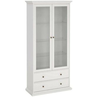 Dmora Vetrina Honore, Credenza espositiva, Vetrinetta multiuso, Madia da soggiorno, 96x42 h201 cm, Bianco - Dmora