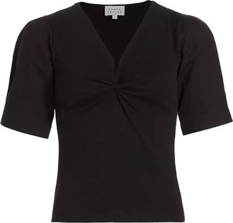 Tanya Taylor Womens Ronelle Twist Front Top, Black