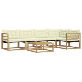 vidaXL Conjunto De Sof&aacute;s De Exterior 6 Pcs Blanco Y Crema Vidaxl