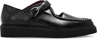 Alexander McQueen Wishbone Creeper Leren Schoenen - Dames - Loafers - Zwart - 38 EU - Leer - Schoenen