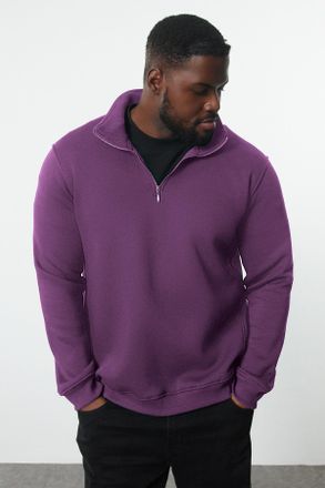 Trendyol MAN Heren Paars Effen Lang Oversized Grote maten Sweatshirts