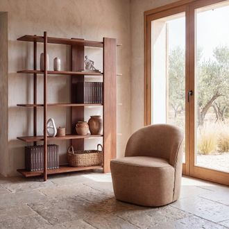 Maisons du monde Sill&oacute;n profesional redondeado de terciopelo ocre