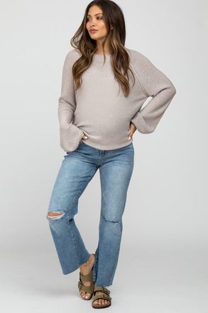 Pinkblush Straight Leg Frayed Hem Maternity Jeans in Blue at Nordstrom, Size 30 29
