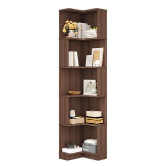 STILVORA Estanteria Esquinera Con 5 Estantes, Led De Color Variable Con Control Por Aplicacion, En Mdf, 63.5 X 45 X 175 Cm, Marron