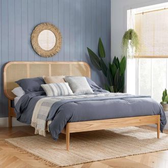 Birlea Rattan Bed Frame Calibra Oak Bedstead in Light Oak | Size: Double