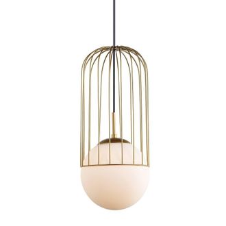 Netlighting Modern Hanging Pendant Golden 1 Light with Gold White Shade E27