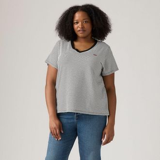 Levi's Plus Gestreept V-hals T-shirt met korte mouwen
