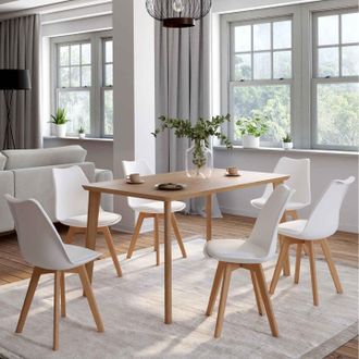 IDMarket Lote De 6 Sillas De Comedor Escandinavas Sara Blancas