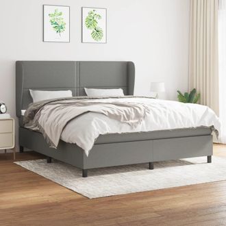 vidaXL Vidaxl - Cama Box Spring Con Colch&oacute;n Tela Gris Oscuro 180x200 Cm