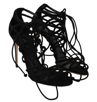 Dolce & Gabbana Womens Suede Strappy Gladiator Heel Black Goatskin