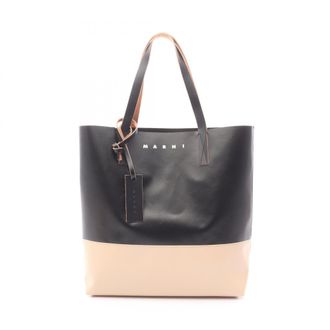 Marni Beige Black Coated Canvas Pvc Leather Handbag Tote Bag (Pre-Owned)