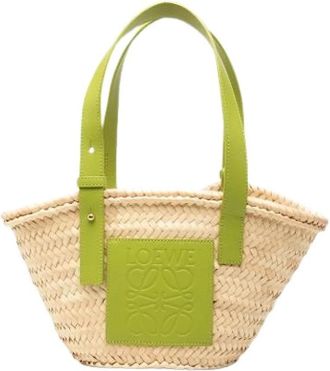 Loewe Pre-owned Raffia Tote Bag - Dames - Vintage Shopper - Groen - ONE Size - Leer - Vintage