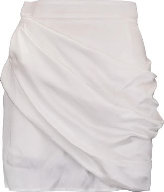 Elisabetta Franchi Korte rok met draperie - Dames - Korte rokken - Wit - M - Leer - Rokken
