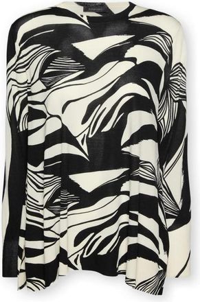 Elena Miro Trui van Viscosemix met Print - Dames - Ronde hals truien - Zwart - S - Nylon - Truien & Vesten