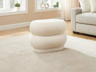 Vente-Unique Pouf in Tessuto bouclette Bianco - LECINIO