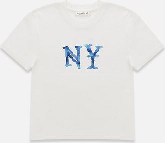 Duke + Dexter Duke + Dexter, Mens Watercolour NY Vintage White Baby Tee - Womens, Size XL