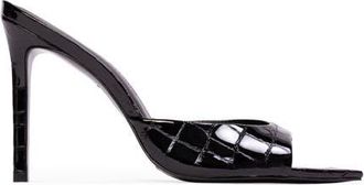 Black Suede Studio Brea 100 Croc Mule in Black Croc Patent Leather at Nordstrom, Size 38.5
