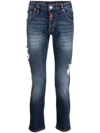 Philipp Plein dark-wash logo-plaque jeans - Blue