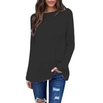 Generic Fleece Pullover Womens Oversize Pullover Elegant Plain Knitted Jumper Long Sleeve Crew Neck Jumper Casual Loose Long Jumper Soft Warm for Winter Tops 