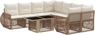 vidaXL Conjunto De Sof&aacute;s De Jard&iacute;n 9 Uds. Beige Y Blanco Crema Vidaxl