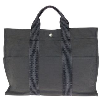Herm&egrave;s Gray Polyamide Polyester Handbag Tote Bag (Pre-Owned)