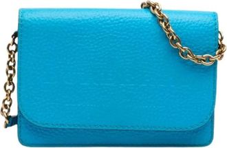 Burberry Pre-owned Hampshire Wallet on Chain - Dames - Vintage Schoudertas - Blauw - ONE Size - Leer - Vintage