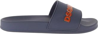 Dsquared2 Sliders, male, Blue, Size: 12 US Patterned Round Toe Slippers