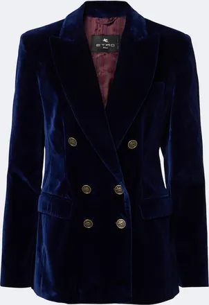 Etro Double-breasted cotton velvet blazer