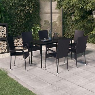 vidaXL Juego De Comedor Para Jard&iacute;n 7 Piezas Negro Vidaxl