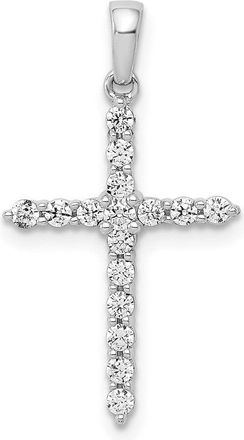 Diamond2Deal 10K White Gold Polished 1/4ct. Diamond Cross Pendant