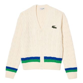 Lacoste Heren Gestreepte Gebreide Cardigan (Multikleur)