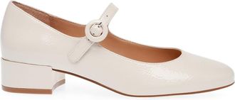 Steve Madden Womens Sessily Mary Janes Block Heel Pumps in Bone Patent - Cream - Size UK 6