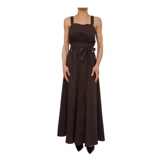 Liu Jo Lange Poplin Jurk - Dames - Maxi kleedjes - Bruin - S - Katoen - Kleedjes