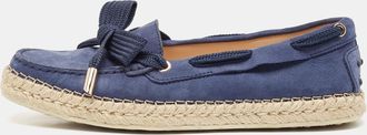 Tod's Tods Blue Suede Slip On Espadrille Loafers