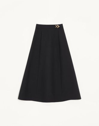 Valentino Gonna Midi In Crepe Couture Donna NERO 36