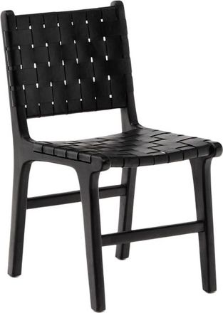 K Home Massiver, handgefertigter Leder Design Stuhl Galaxy, Schwarz